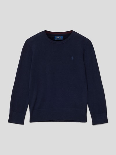 Polo Ralph Lauren Kids Sweter z dzianiny z wełny z wyhaftowanym logo Granatowy 1