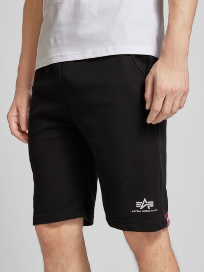 Alpha Industries Regular fit sweatshorts met labelprint Zwart - 3