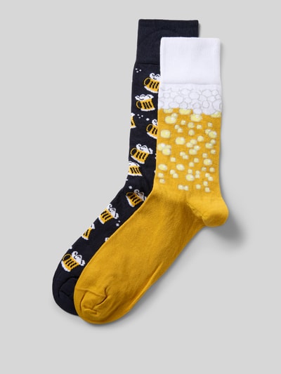 Christian Berg Men Sokken met elastische ribboordjes in een set van 2 paar Geel - 1