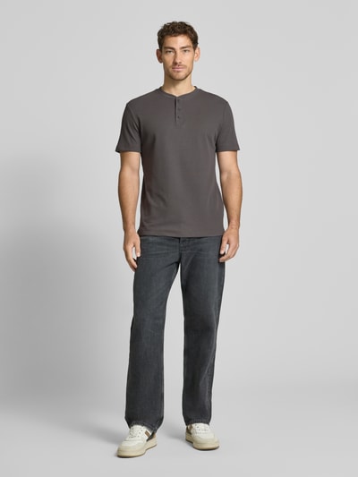 Tom Tailor Denim Regular Fit T-Shirt in Waffelstruktur Anthrazit 1