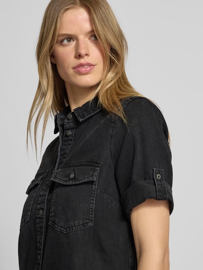 Noisy May Sukienka jeansowa o długości do kolan z wykładanym kołnierzem model ‘NEW SIGNE’ Czarny 3