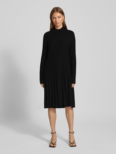 Christian Berg Woman Selection Knielanges Stickkleid mit Strukturmuster Black 4