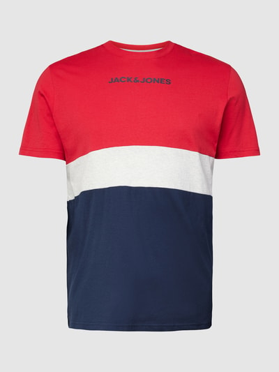 Jack & Jones Plus PLUS SIZE T-shirt in colour-blocking-design, model 'EREID' Rood - 2