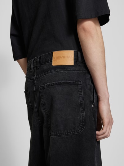 REVIEW Baggy Fit Jeansshorts mit Eingrifftaschen Black 3