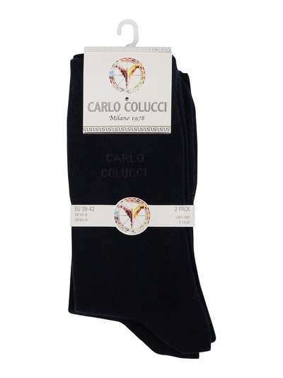 CARLO COLUCCI Sokken met stretch in een set van 2 paar, model 'Napoli'  Donkerblauw - 2