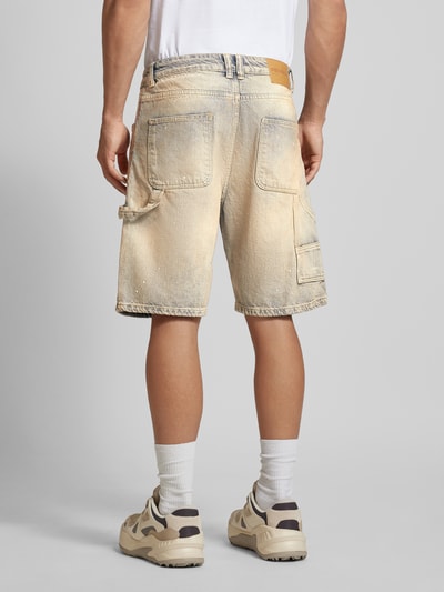 REVIEW Korte regular fit jeans in used-look Beige - 5
