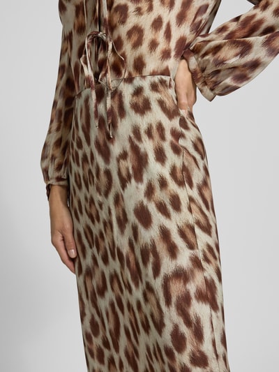 Luisa Cerano Maxirock aus Viskose mit Animal-Print Camel 3