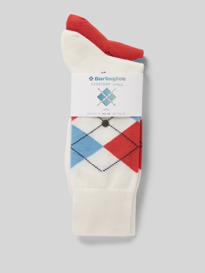 Produktfoto, Socken mit Label-Detail Modell 'Everyday' von Burlington im 2er-Pack für Herren aus elastischem Baumwoll-Mix mit farbigen Karos und elastischen Bündchen.