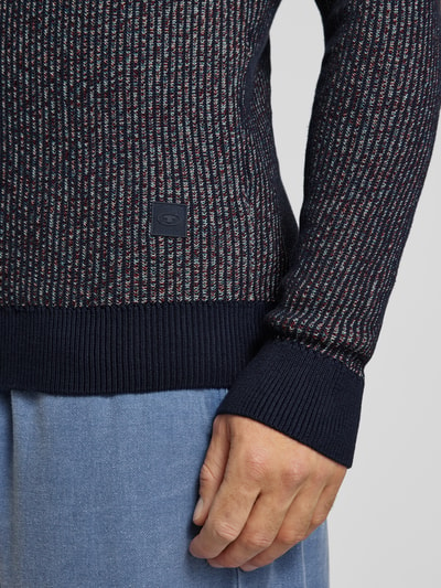 Tom Tailor Sweter z dzianiny o kroju regular fit z oddychającej, miękkiej bawełny Ciemnoniebieski 3