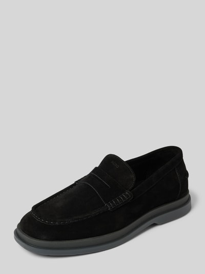 HUGO Lederloafers mit Label-Details Modell 'Chaol' Black 1