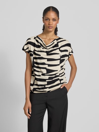 OPUS T-Shirt mit Wasserfall-Ausschnitt Modell 'Sapaya' Black 4