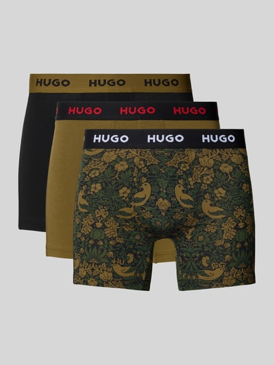 HUGO Boxershorts mit elastischem Logo-Bund im 3er-Pack Khaki 1