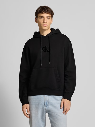 Calvin Klein Jeans Regular Fit Hoodie mit Logo-Patch Modell 'Fleece' Black 4