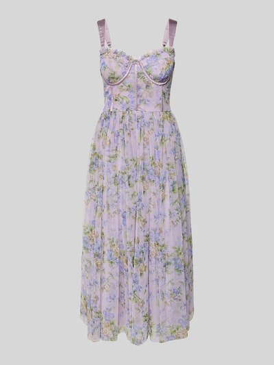 LACE & BEADS Knielanges Cocktailkleid mit Reißverschluss Flieder 2