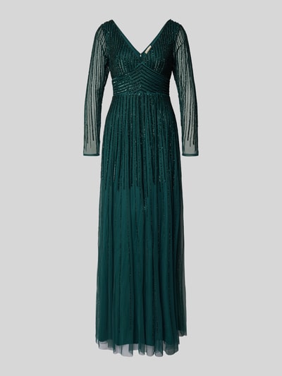 LACE & BEADS Abendkleid mit V-Ausschnitt Dunkelgruen 2