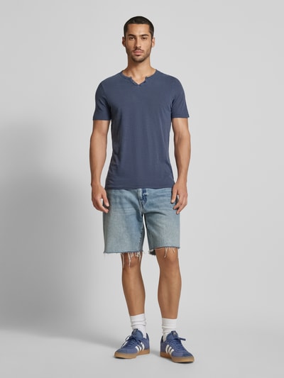 Jack & Jones T-Shirt mit V-Ausschnitt Modell 'SPLIT' Dunkelblau 1