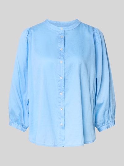 Produktfoto, Regular Fit Bluse mit Rundhalsausschnitt Modell 'FAVIOLA' von 0039 Italy aus reiner Baumwolle, 3/4-Arm, hellblau, glatte Textur