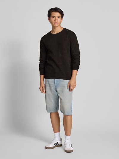 Jack & Jones Gebreide pullover met ronde hals, model 'GEORGE' Donkerbruin - 1