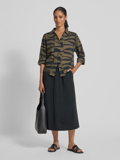 OPUS Regular Fit Bluse mit Knopfleiste Modell 'Fumani' Khaki 1