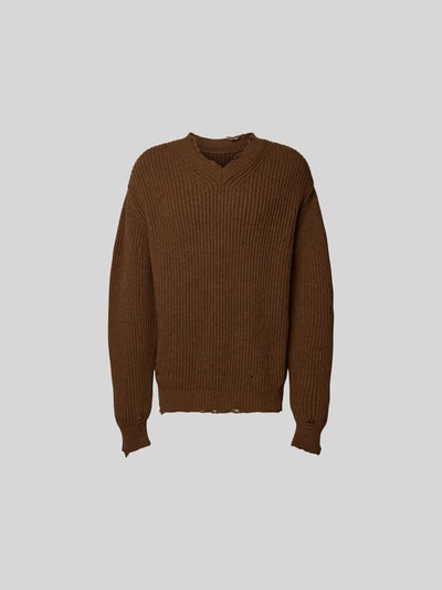 MM6 Maison Margiela Relaxed Fit Pullover mit Woll-Anteil Mittelbraun 2
