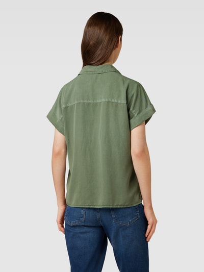 Jake*s Casual Blouse van viscosemix met overhemdkraag Olijfgroen - 5