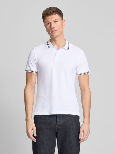 Geox Slim Fit Poloshirt mit Kontraststreifen Weiss 4
