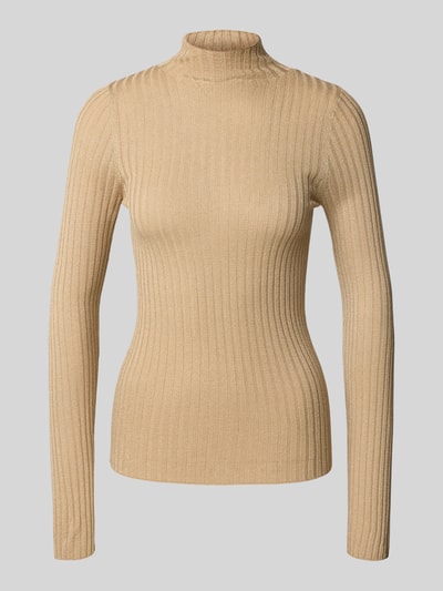 Liu Jo White Strickpullover mit Stehkragen Beige 2