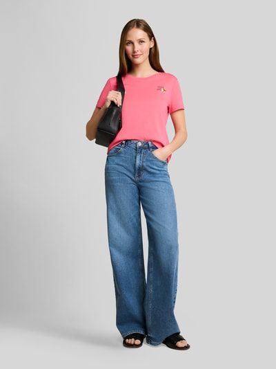 Tom Tailor Denim Regular Fit T-Shirt aus reiner Baumwolle mit Motiv-Print Pink 1