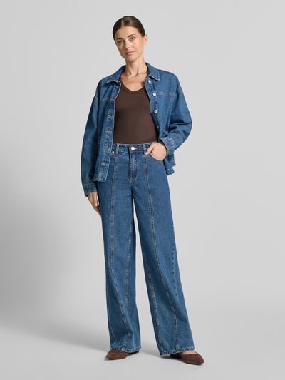VERO MODA Slim Fit Langarmshirt aus Baumwoll-Mix Modell 'CHLOE' Schoko 1