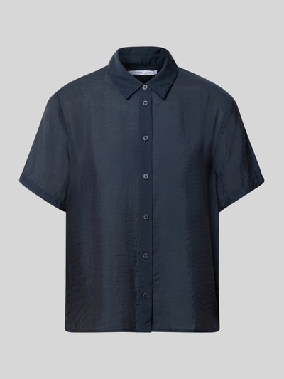 Produktfoto, Relaxed Fit Bluse aus Modal-Mix mit Seiden-Anteil Modell 'MINA' von Samsøe Samsøe in Dunkelblau, Halbarm, strukturierte Oberfläche