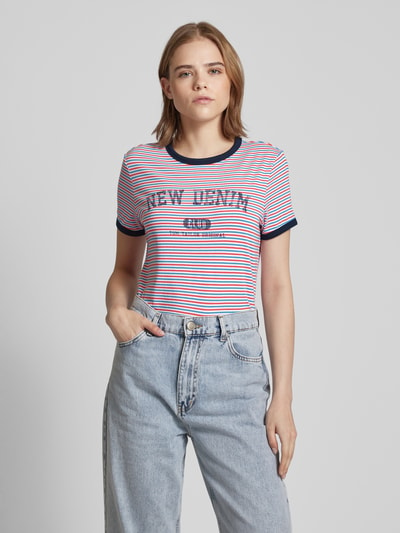 Tom Tailor Denim T-shirt met statement- en labelprint Wit - 4