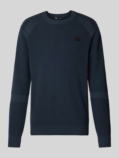 G-Star Raw Sweter z dzianiny z wyhaftowanym logo Ciemnoniebieski 1