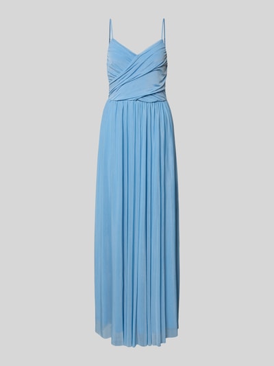 Productfoto, avondjurk met spaghettibandjes model 'Cathleen' van GUIDO MARIA KRETSCHMER WOMAN in lichtblauw chiffon, getailleerd model, maxi-jurk, v-hals, verstelbare spaghettibandjes, ruglengte maat 36: 127 cm, borstwijdte maat 36: 32 cm.