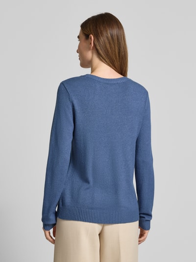 Vila Strickpullover mit gerippten Abschlüssen Rauchblau 5