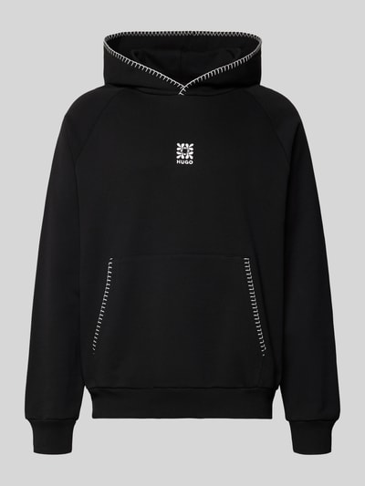 Produktfoto, Regular Fit Hoodie aus reiner Baumwolle Modell 'DAROHOOD' von HUGO in Optik: Unifarben, Sweat-Textur, Label-Stitching-Applikation, Kängurutasche.