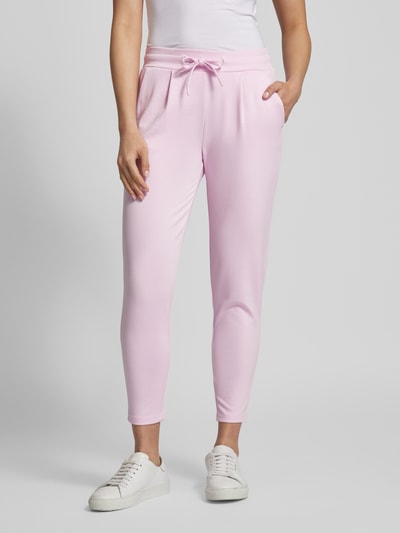 ICHI Spodnie materiałowe o skróconym kroju tapered fit model ‘KATE’ Różowy 4