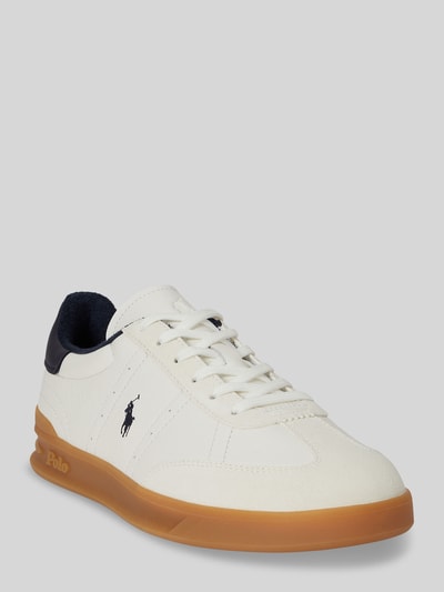 Produktfoto, Low Top Sneaker aus echtem Leder von Polo Ralph Lauren, unifarbenes Glattleder, runde Schuhspitze, Logo-Print, strukturierte Sohle