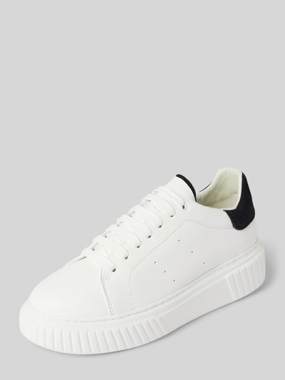 Marc O'Polo Low Top Sneaker aus Rindsleder mit Velours-Kontrastdetail Weiss 1