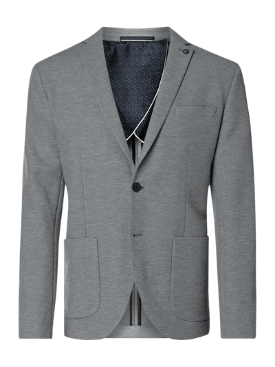 SELECTED HOMME Slim Fit 2-Knopf-Sakko mit Webmuster aus Jersey Hellgrau 2