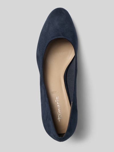 Produktfoto, dunkelblaue czółenka Pumps mit leicht strukturierter podeszwa von Tamaris, Damen Pumps von Tamaris, glatte und samtige Textur, Draufsicht