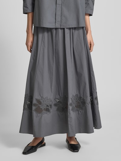 Luisa Cerano Długa spódnica z obszyciem koronką Grafitowy 4