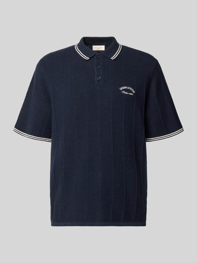 Produktfoto, Regular Fit poloshirt in tricotlook model 'Menton' van Jack & Jones, puur katoen, korte mouw, ruglengte maat M: 70 cm