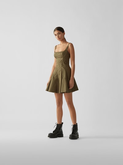 Giovanni Bedin Minikleid mit Ziernähten Olivgrün 1