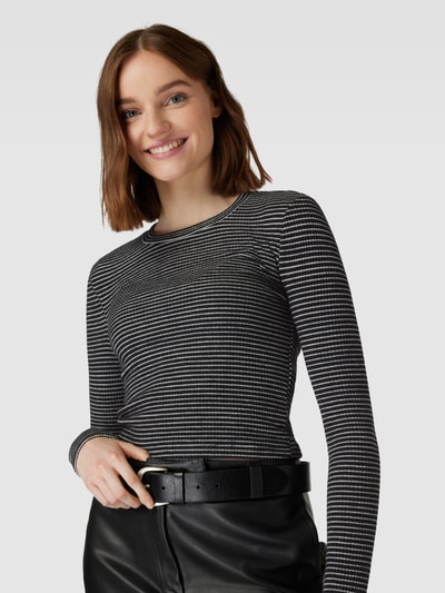 Noisy May Cropped Longsleeve mit Streifenmuster Modell 'POSY' Black 3