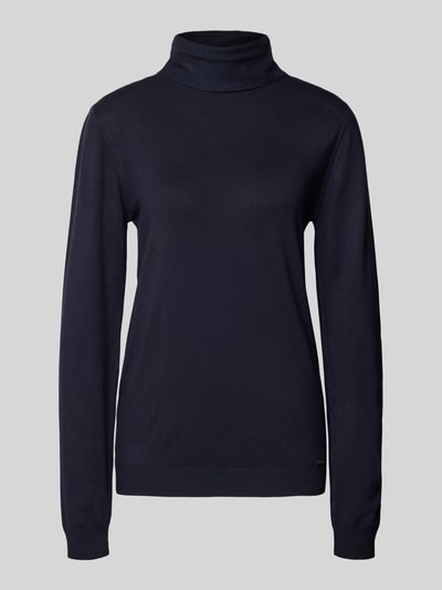 MORE & MORE Rollkragenpullover aus Viskose-Mix mit Label-Detail Marine 2