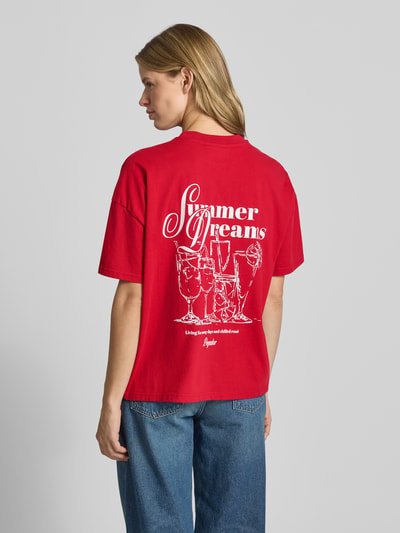 PEGADOR Oversized T-shirt met labelprint model 'RAUMA' Rood - 5