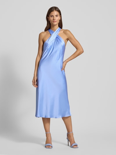 Lauren Ralph Lauren Knielanges Cocktailkleid mit Neckholder Hellblau 1