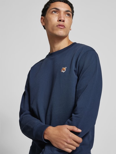 MAISON KITSUNE Sweatshirt mit Label-Stitching Dunkelblau 3