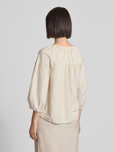 Vila Regular Fit Bluse aus Viskose-Baumwoll-Mix mit Leinen-Anteil Modell 'PRISILLA' Beige 5