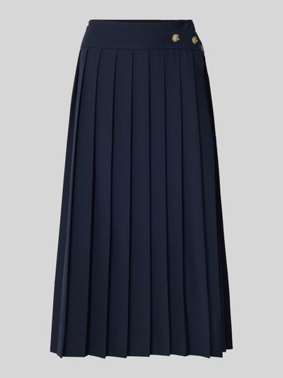 BOSS Uitlopende plissérok van scheerwolmix, model 'VENDRA' Marineblauw - 2